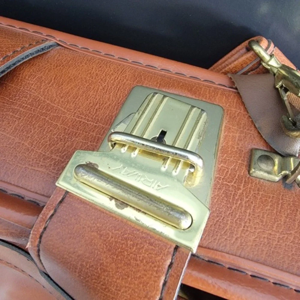 Vintage‎ Airway Luggage Garment Bag Leather Trim Suit Carrier Travel Luggage